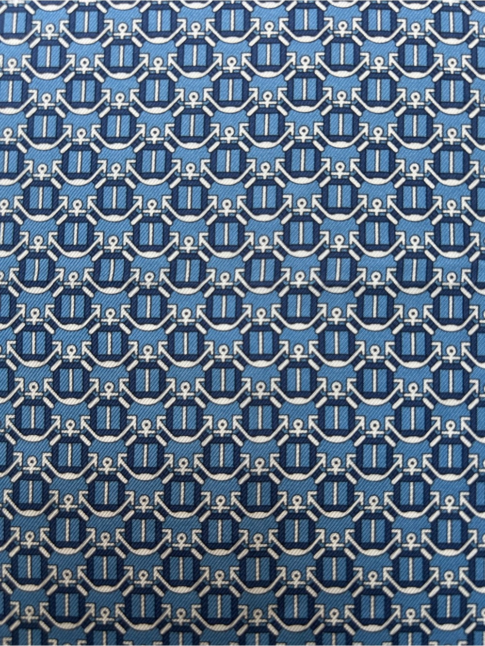 Hermes Paris Silk Scarf Blue Anchor Print - Picture 3 of 6